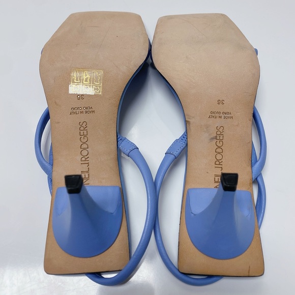 Neil J. Rodgers Janel Blue Italian Nappa Leather Kitten Heel Sandals 55mm Italy - Picture 7 of 11